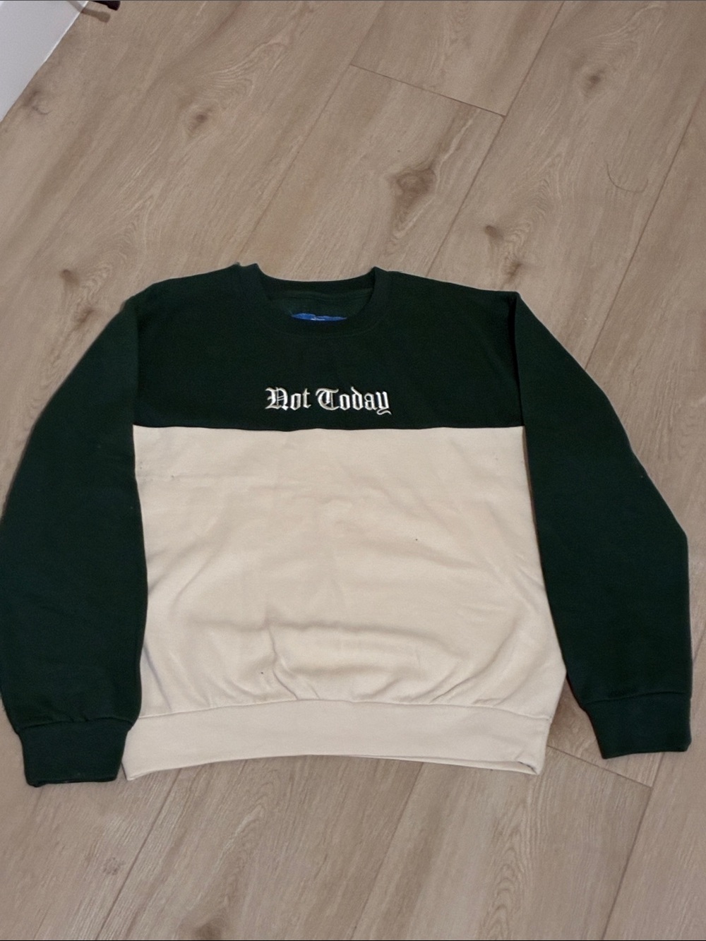 Not Today Two-Tone Crewneck Sweater - Green & Cream